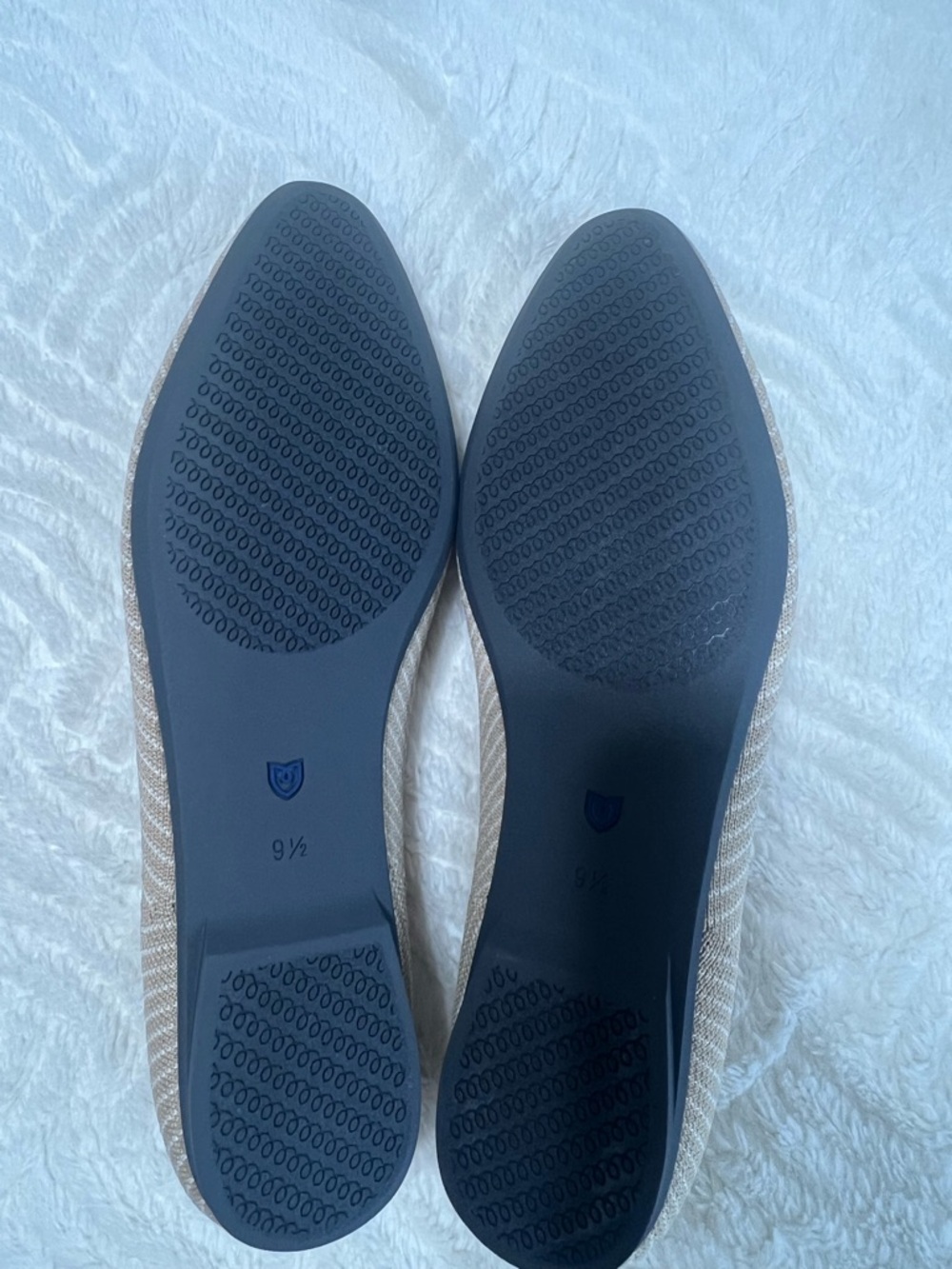 Rothy's Beige Knit Flats with Blue Heel Trim - Picture 10 of 15